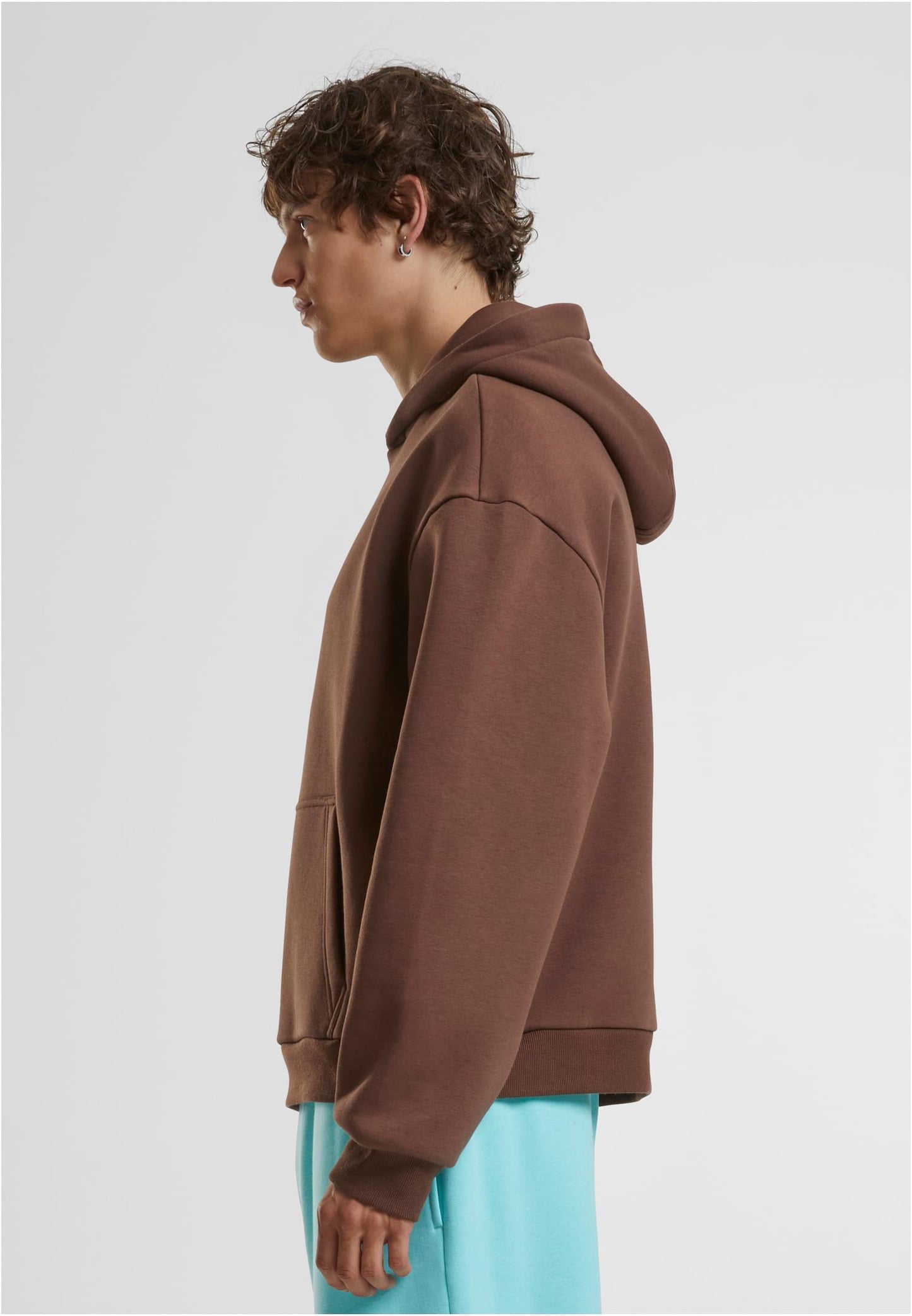 Men Fluffy Chocolatebrown Hoodie NC  & White