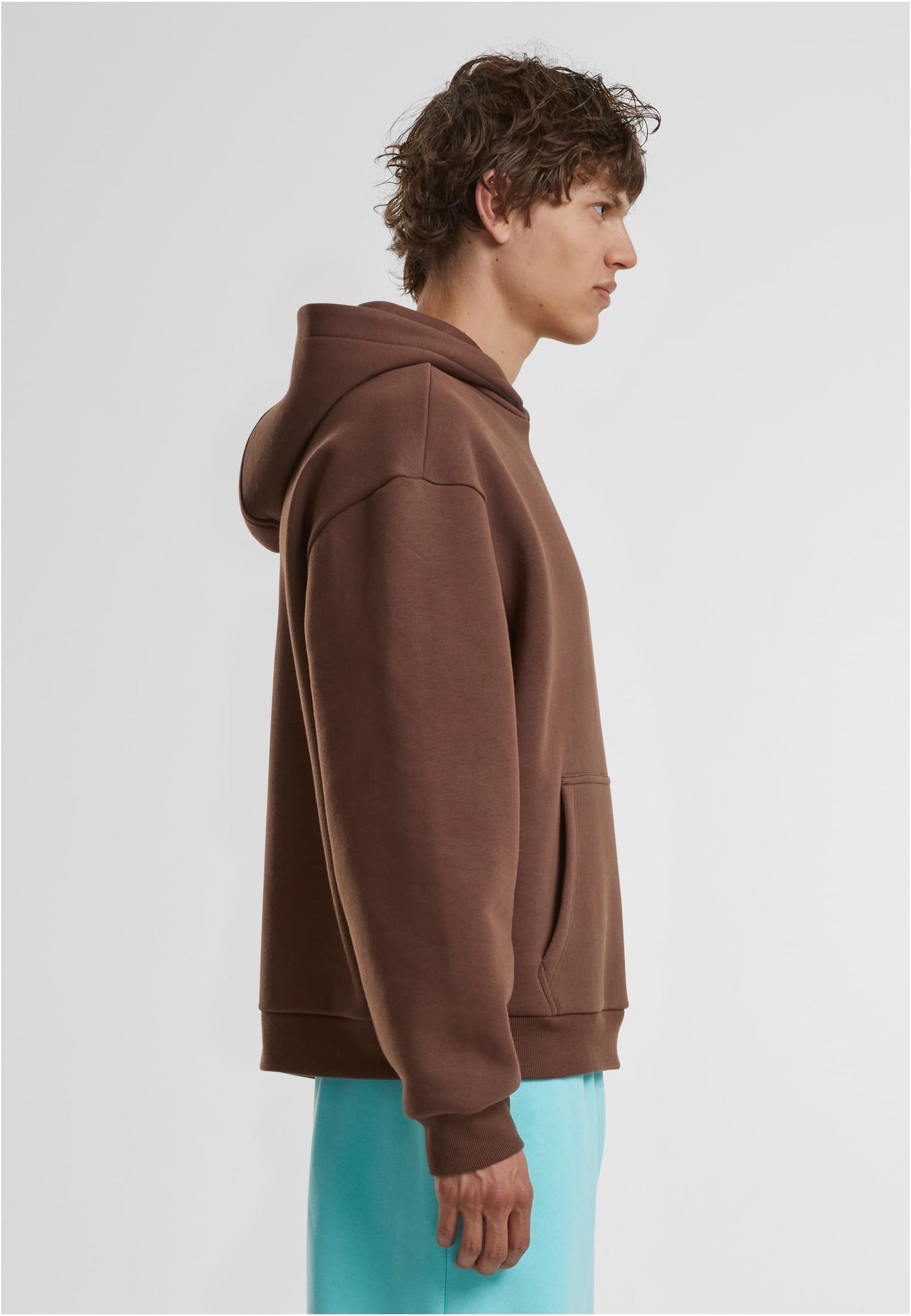 Men Fluffy Chocolatebrown Hoodie NC  & White
