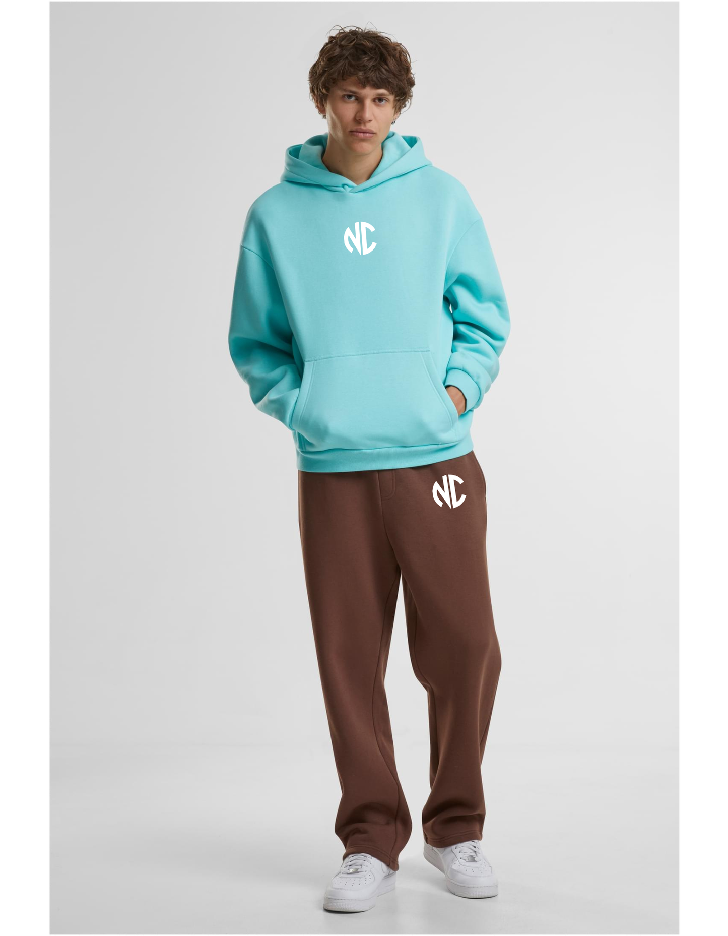 Men Berylblue Fluffy Oversized Hoody Black & White