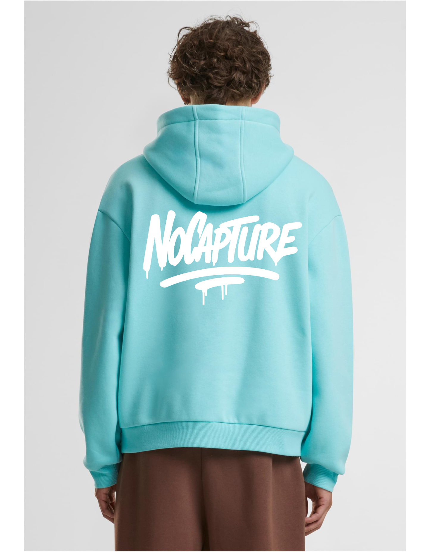 Men Berylblue Fluffy Oversized Hoody Black & White