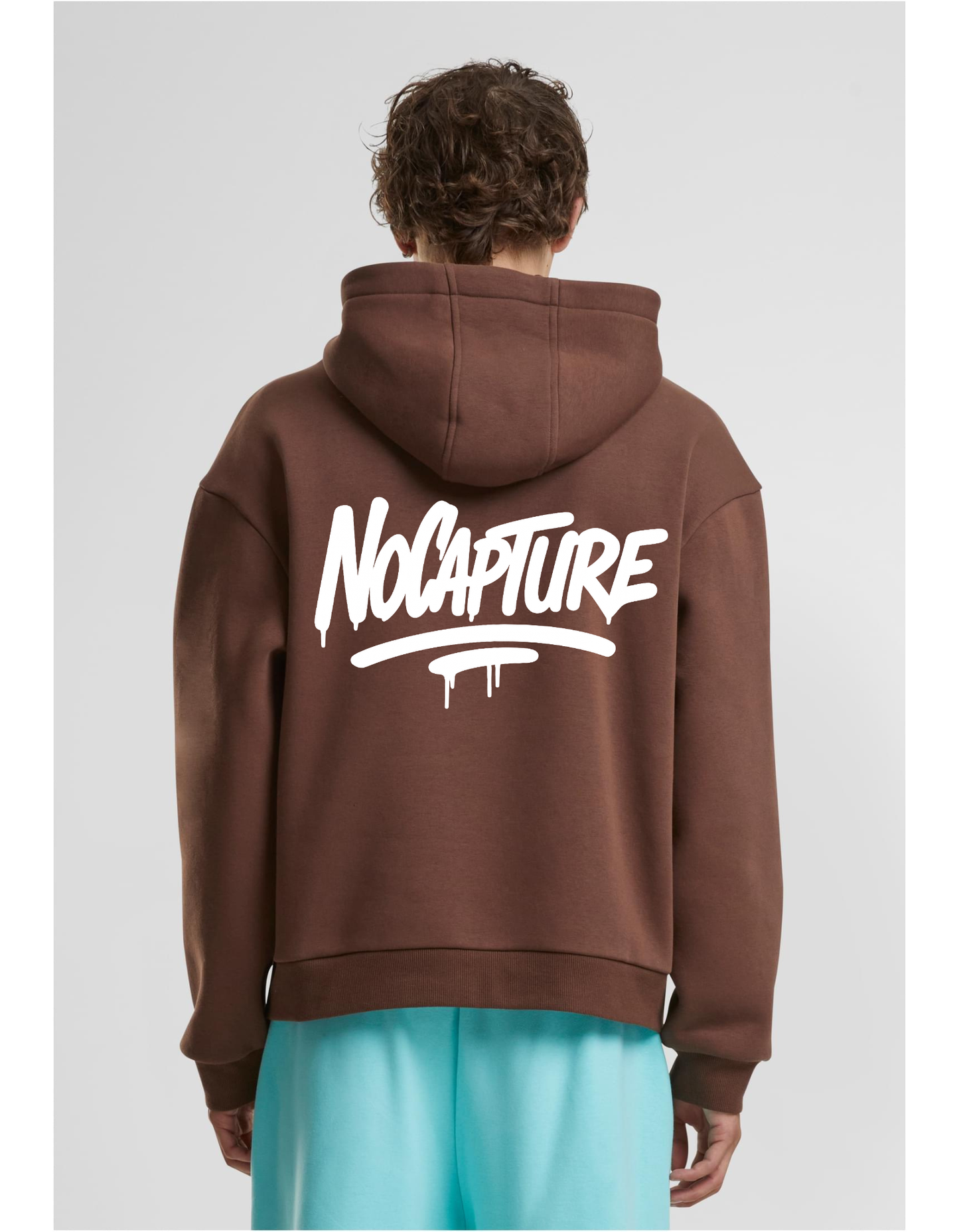 Men Fluffy Chocolatebrown Hoodie NC  & White