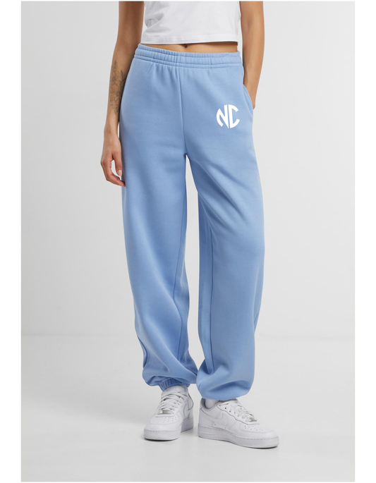 Ladies Fluffy Sweatpants NC Powderblue & White