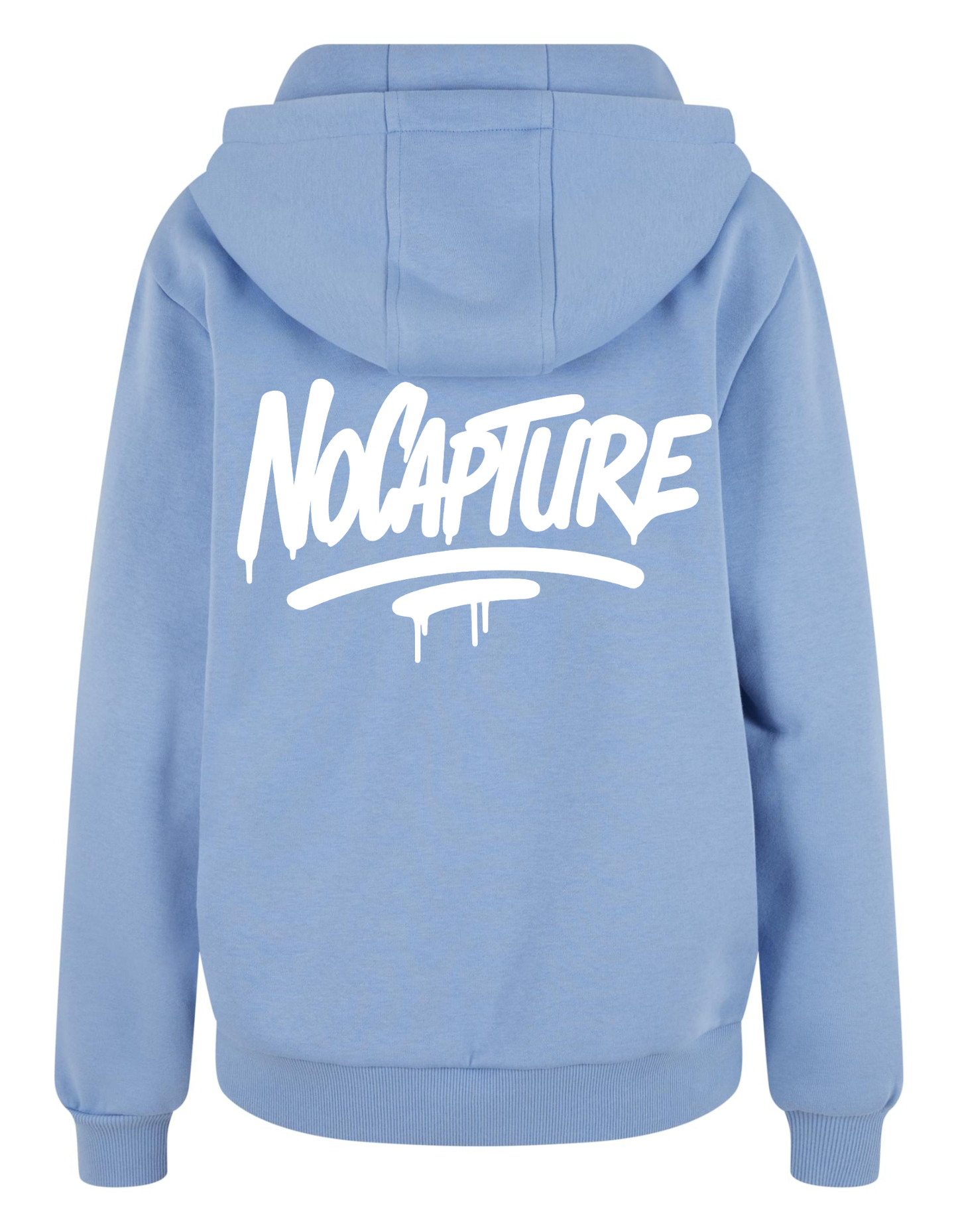 Ladies Fluffy Hoodie NC Powderblue & White