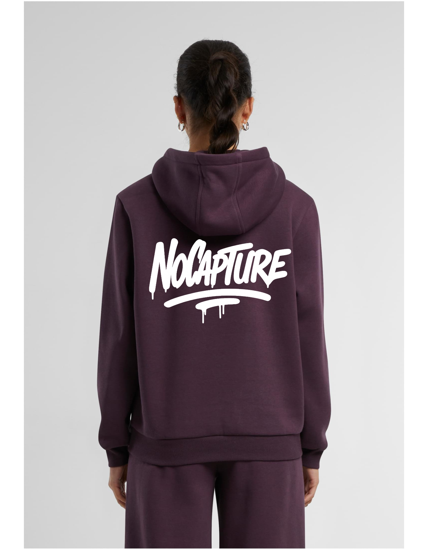 Ladies Fluffy Hoodie NC Plumpurple & White