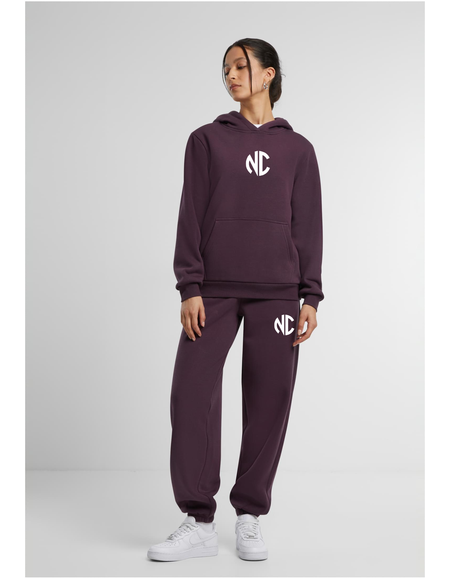 Ladies Fluffy Hoodie NC Plumpurple & White