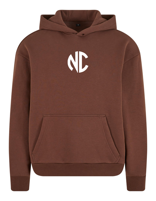 Men Fluffy Chocolatebrown Hoodie NC  & White