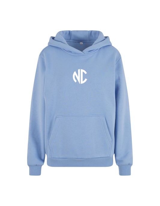 Ladies Fluffy Hoodie NC Powderblue & White