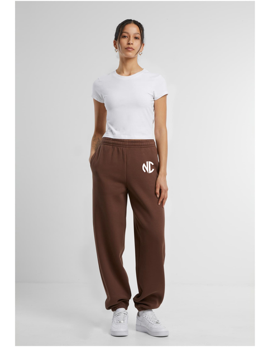Ladies Fluffy Sweatpants NC Chocolatebrown White