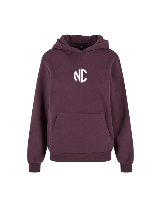 Ladies Fluffy Hoodie NC Plumpurple & White