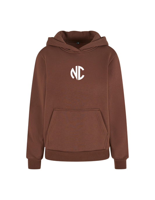 Ladies Fluffy Hoodie NC Chocolatebrown & White